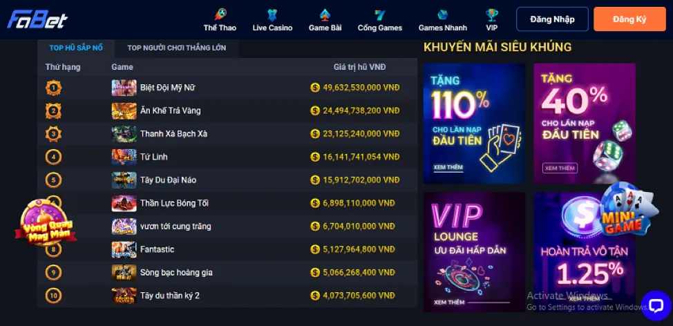 Khuyến mãi nạp tiền lần đầu cho game bắn cá FB68 Win
